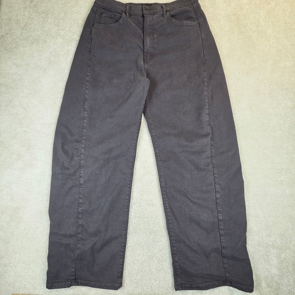 MOTHER Half-Pipe Flood Jeans Womens 32 Faded Black High Rise Barrel Wide Leg